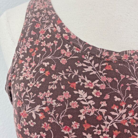 Vintage Y2K Tank Top American Eagle Outfitter Small Brown Calico Print Knit Boho - Picture 3 of 10